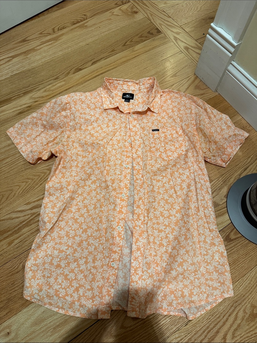 O'Neill Men's Short Sleeve Orange Floral Button-Up Shirt